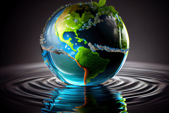 Photo save earth water concept. Generative Ai