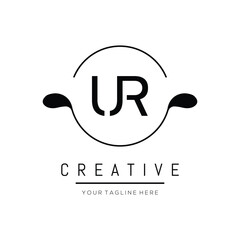 creative initial UR letter logo design with circle element. UR letter logo design vector illustration template