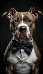 Obraz premium Stylish Humanoid Gentleman Animal in a Formal Well-Made Bow Tie at a Business Dance Party Ball Celebration - Realistic Portrait Illustration Art Showcasing Cute and Cool Bull (generative AI)