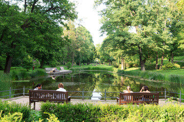 Park Residence Garden (Schlossgarten) with lake in Fulda, Germany