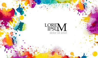 Abstraction colored blots. Rainbow colors. Frame for text with a brush. Vector illustration