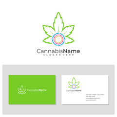 Tech Cannabis logo with business card template. Creative Cannabis logo design concepts