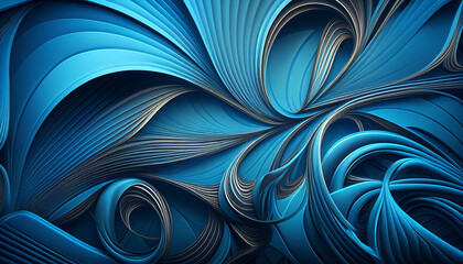 Abstract 3d blue wave technology background. Generative AI.