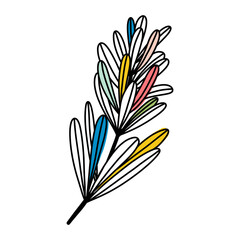 Doodle hand drawn twigs and leaf illustration - 568651828