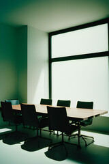 Conference room with large windows. Generative AI