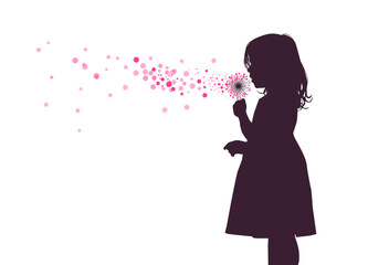Girl with dandelions. Vector illustration