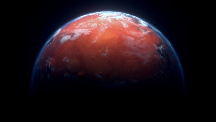 3D render of planet Mars with atmosphere