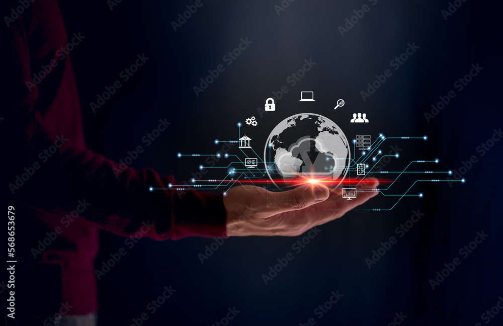 Poster internet of thaing business global internet connection application technology and digital marketing,