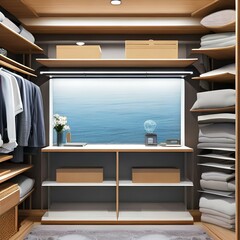 A stylish walk-in closet with ample shelving and hanging space3, Generative AI