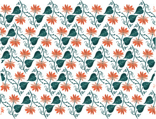 Blooming spring or fall meadow seamless pattern. Plant background for fashion, wallpapers, print.Hand-drawn abstract ditsy flowers seamless pattern on red. Repeating floral vector pattern.Seamless flo