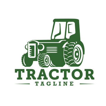 Illustration of Tractor in a ranch logo template. Ready-made logo with an isolated white background.