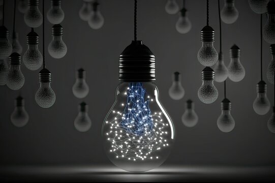 Unlock Your Creative Potential: Connect the Dots with a Lightbulb of Innovation. Photo AI