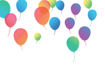 Lettering Happy Birthday To You white background. Holiday decorations with balloons, pennants and confetti. Greeting card can be used for congratulation, posters and banners.
