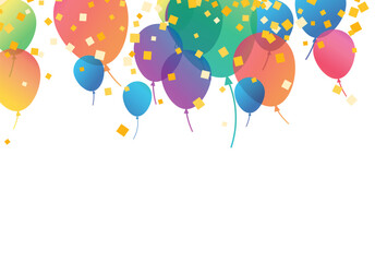Obraz na płótnie Canvas Lettering Happy Birthday To You white background. Holiday decorations with balloons, pennants and confetti. Greeting card can be used for congratulation, posters and banners.