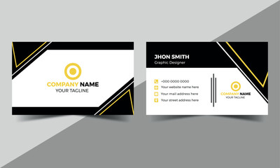 Yellow modern creative business card and, horizontal simple clean template vector design Creative and Clean Business Card Template