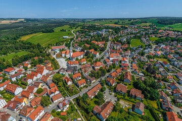 Bad Wurzach in Oberschwaben aus der Luft - Blick zum Kurgebiet