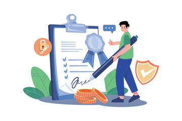 Smart Contract Illustration concept on white background
