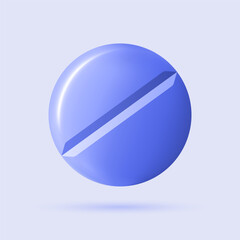 3d pill icon. Antidepressant or contraceptive concept. Realistic medical sign. Healthcare element for mobile concepts and web apps. Modern vector illustration in cartoon style.