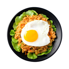 Kimchi fried rice with fried egg on top, Korean food