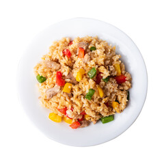 Asian fried rice with vegetable and pork