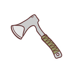 Hand drawn axe, sketch colored vector illustration