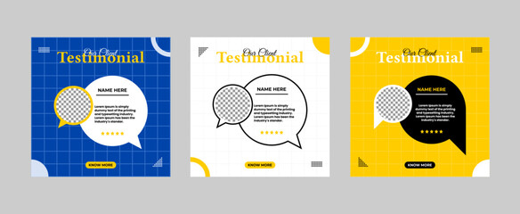 Client or customer testimonials social media post template design. Buyer service feedback review design.
