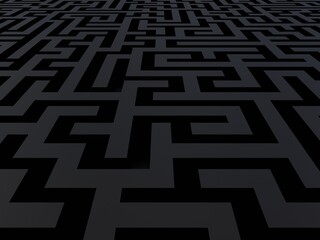Abstract labyrinth background. Black maze background.