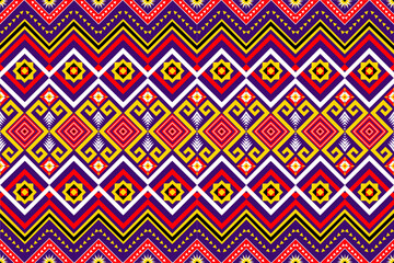 Ethnic Geometric oriental traditional with triangles and elements seamless pattern. designed for background, wallpaper, clothing, wrapping, fabric, Batik, decorating, embroidery , vector illustration