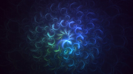 3D rendering abstract multicolor technology fractal light background