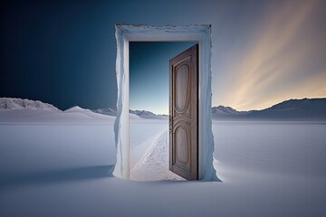 door in the ice valley.Generative Ai