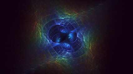 3D rendering abstract blue fractal light background