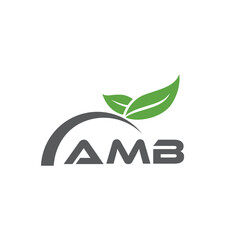 AMB letter nature logo design on white background. AMB creative initials letter leaf logo concept. AMB letter design.