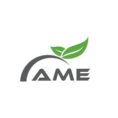 AME letter nature logo design on white background. AME creative initials letter leaf logo concept. AME letter design.