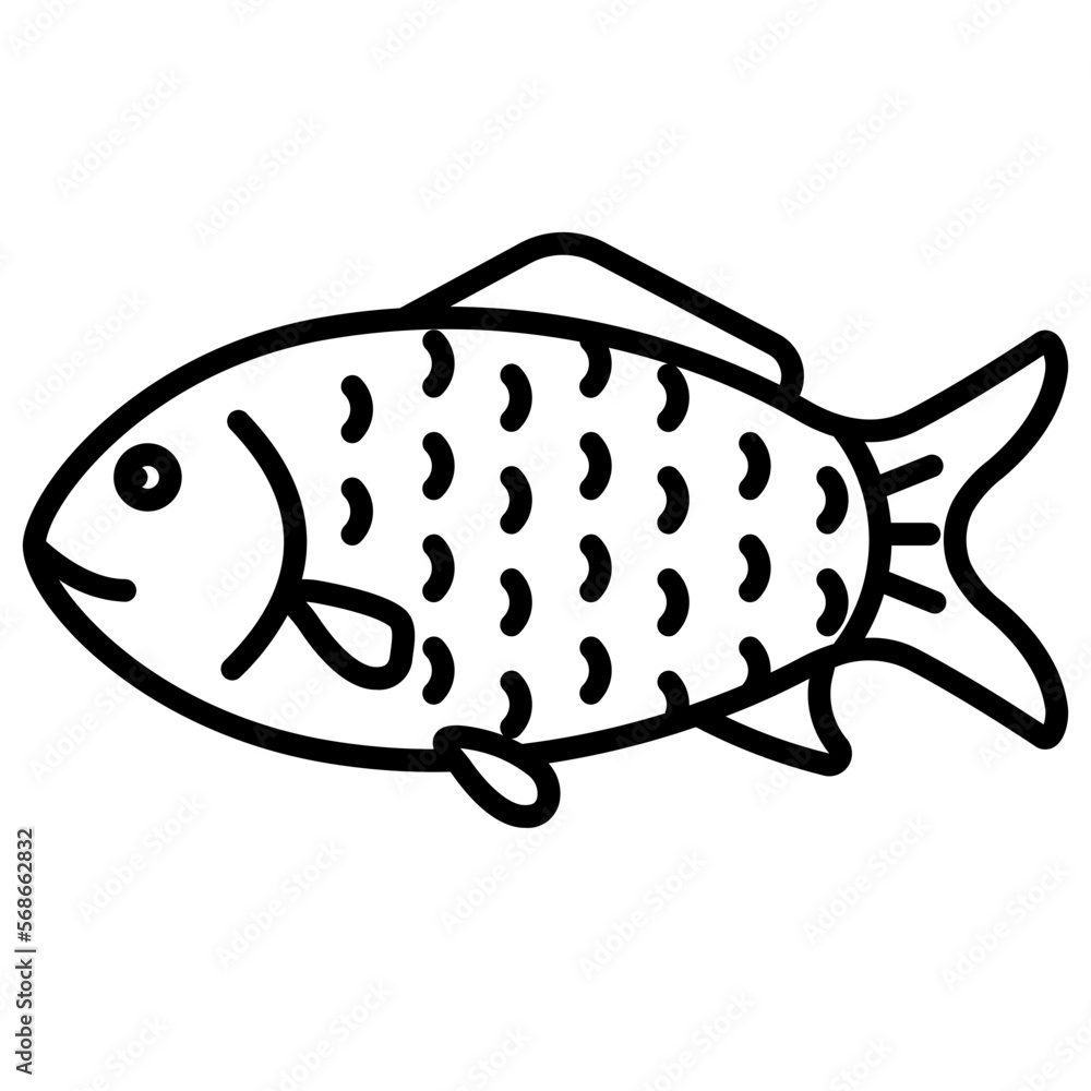 Sticker fish line icon