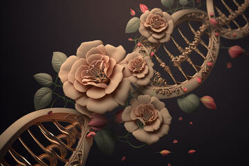 DNA with rose, DNA Helix, Generative AI