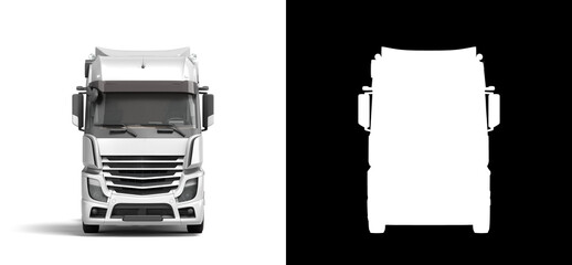 White truck with black inserts with carrying capacity of up to five tons front view 3d render on white with alpha - 568664455