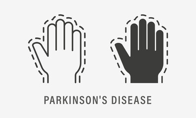 Parkinson's disease icons on white background. Vector illustration.