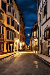 Fototapeta na wymiar street in the town, view of the town country, night view. background and wallpaper. illustration background and wallpaper