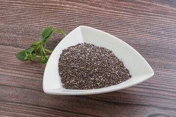 Dietary chia seeds in the bowl