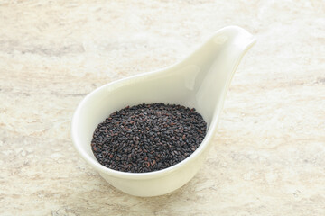 Black sesame seeds in the bowl