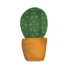 Cute round cactus in pot illustration