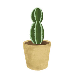 High cactus in flowerpot illustration