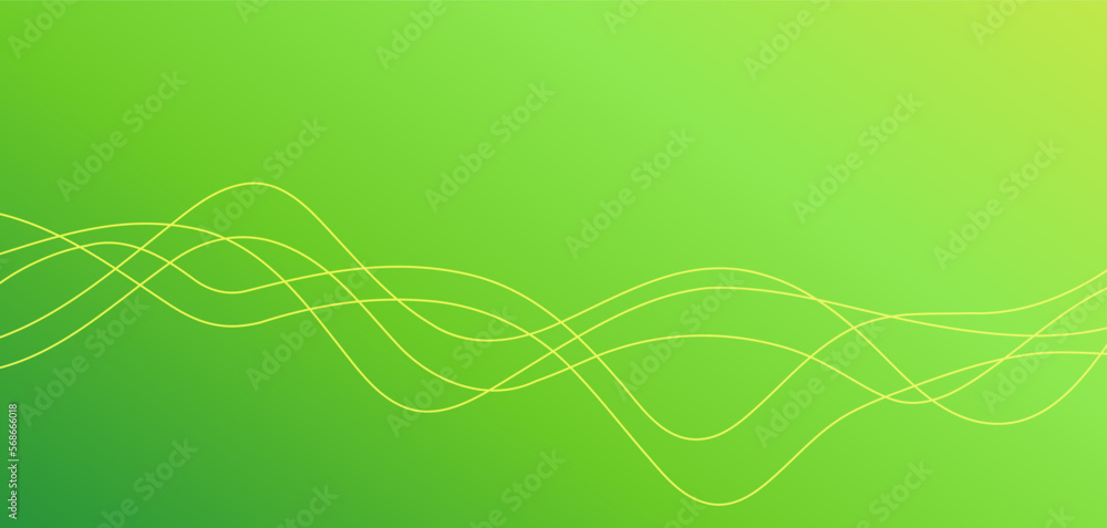 Poster green background eco flow line wave vector for bio energy gradient simple banner image, wavy curve d