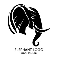 Silhouette art elephant logo, vector template