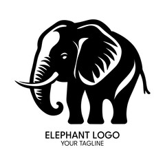 Silhouette art elephant logo, vector template