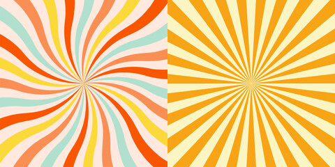 Groovy Background Retro 70s Style. Cute Abstract Vintage Texture Wallpaper. Hippie Wavy Vector Background. Colorful Fun Stripes in Retro 1970s Trendy Banner Design. Psychedelic Graphic Print 1960s.