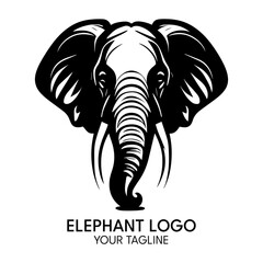 Silhouette art elephant logo, vector template