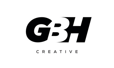 GBH letters negative space logo design. creative typography monogram vector