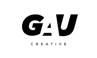 GBU letters negative space logo design. creative typography monogram vector