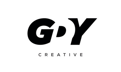 GDY letters negative space logo design. creative typography monogram vector - obrazy, fototapety, plakaty
